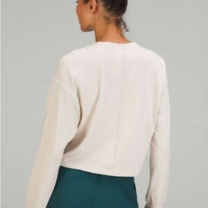 Lululemon Abrasion Resistant Training Long Sleeve Shirt-White Opal